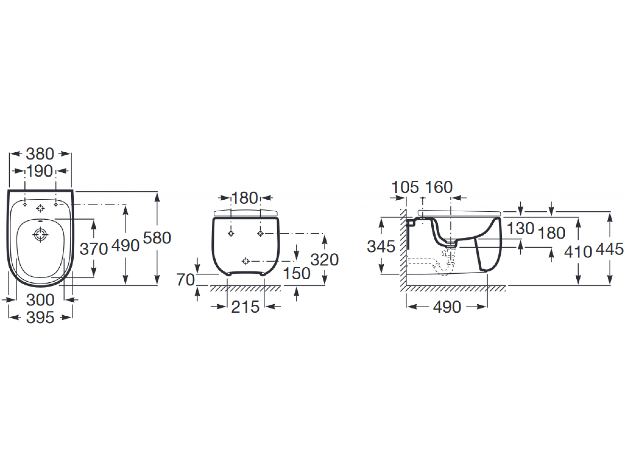 Биде подвесное Roca Beyond A3570B6000
