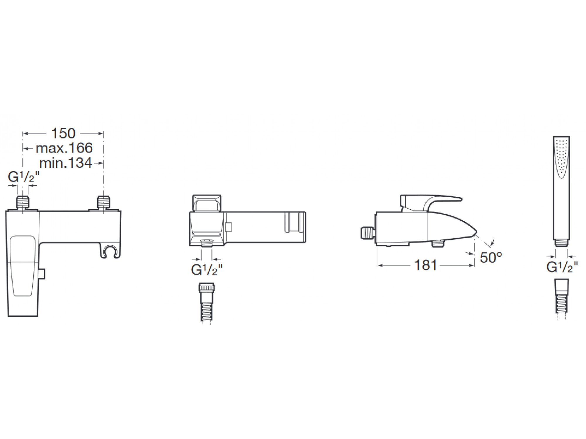 Смеситель для ванны и душа Roca Thesis A5A0150C00