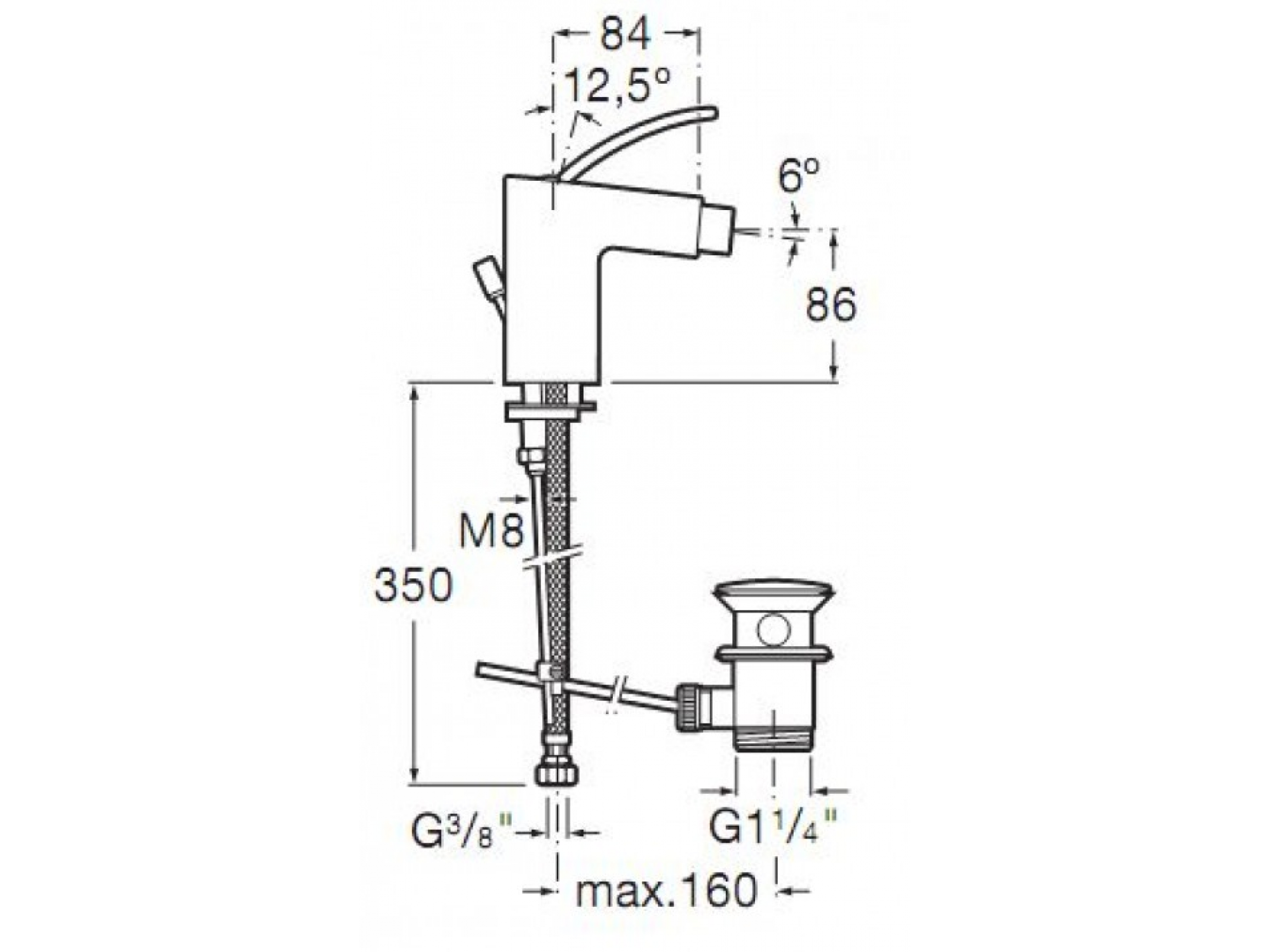Смеситель для биде Roca Moai A5A6046C00