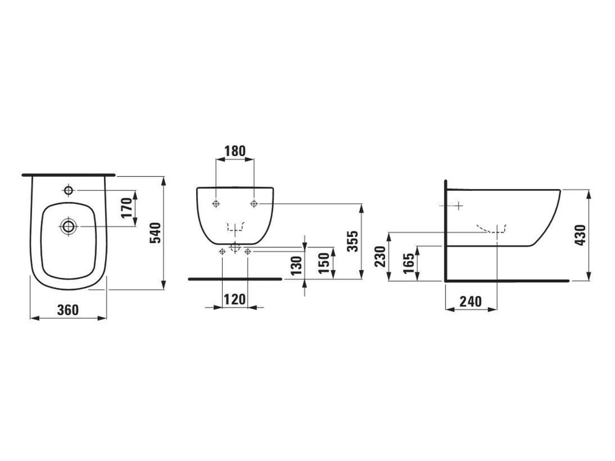 Биде подвесное Laufen Ino/Palomba 54x36 белый H8308010003041