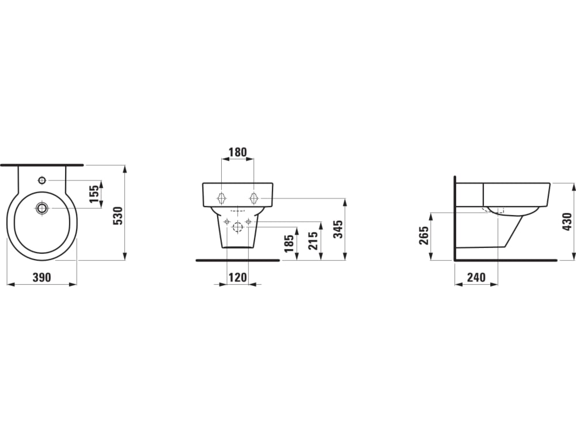 Биде подвесное Laufen Val 53x39 alb H8302810003021 Биде подвесное Laufen Val 53x39 alb H8302810003021